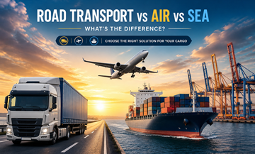 Comparación del transporte por carretera con camiones, aviones de carga aérea y buques portacontenedores de carga marítima en la logística global